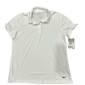 Nike Dri Fit White Women's Golf Polo Shirt size Medium